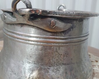 Vintage Copper Cauldron, Hammered Copper Vintage Pot, 1920s