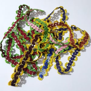 7 pieces Crocheted Lace, Vintage Crochet Lace, Lace Trim, Crochet Trim,