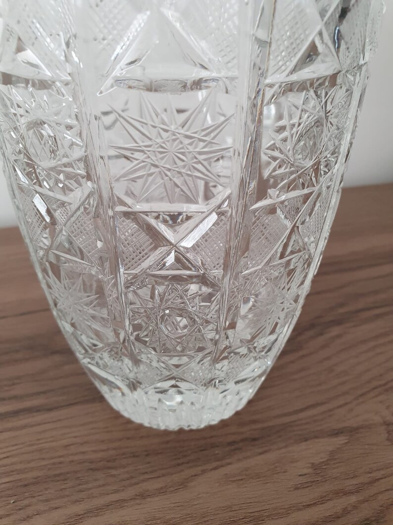 Vintage Big Cut Crystal Glass Vase, Elegant Home Decor Piece, Etsy