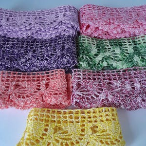 A Set of 7  Vintage doilies, Antique doilies, Handmade Crochet Lace Trim for Sewing, Hand Crocheted Cotton Lace for Tablecloth, Curtain