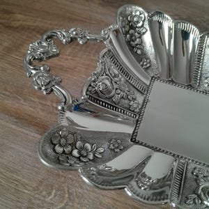 Antique Silver Tone Bowl with Floral Design, Vintage Bowl, Table Centerpiece, Home Decoration, German Silver Plated Bowl for Candy,