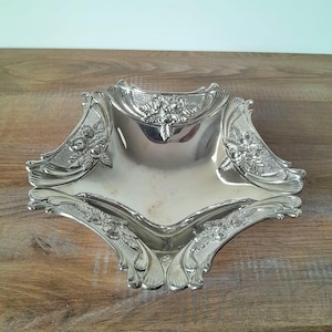 Antique Silver Tone Bowl with Floral Design, Vintage Bowl, Table Centerpiece, Home Decoration, German Silver Plated Bowl for Candy,