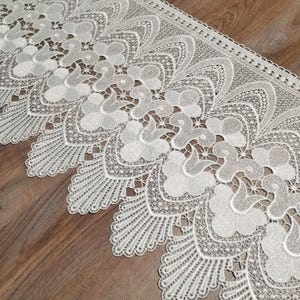 French vintage lace cafe curtain with, French vintage thick lace curtain,