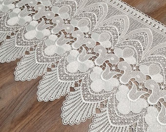 French Vintage Lace Cafe Curtain: Thick Polyester, Light Cream