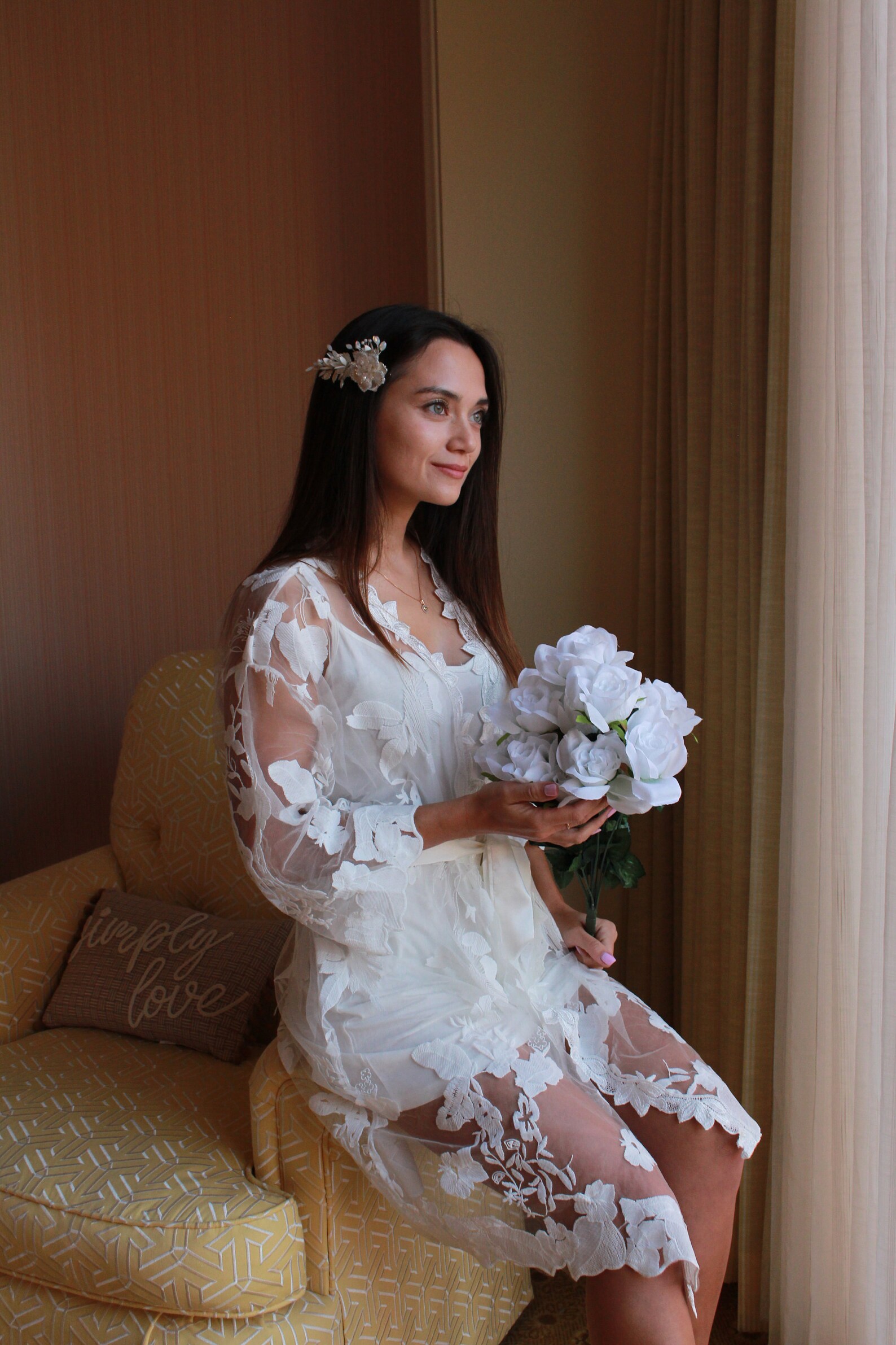 White Lace Bridal Robe/petal Lace Robe /bride Robe/honeymoon Etsy