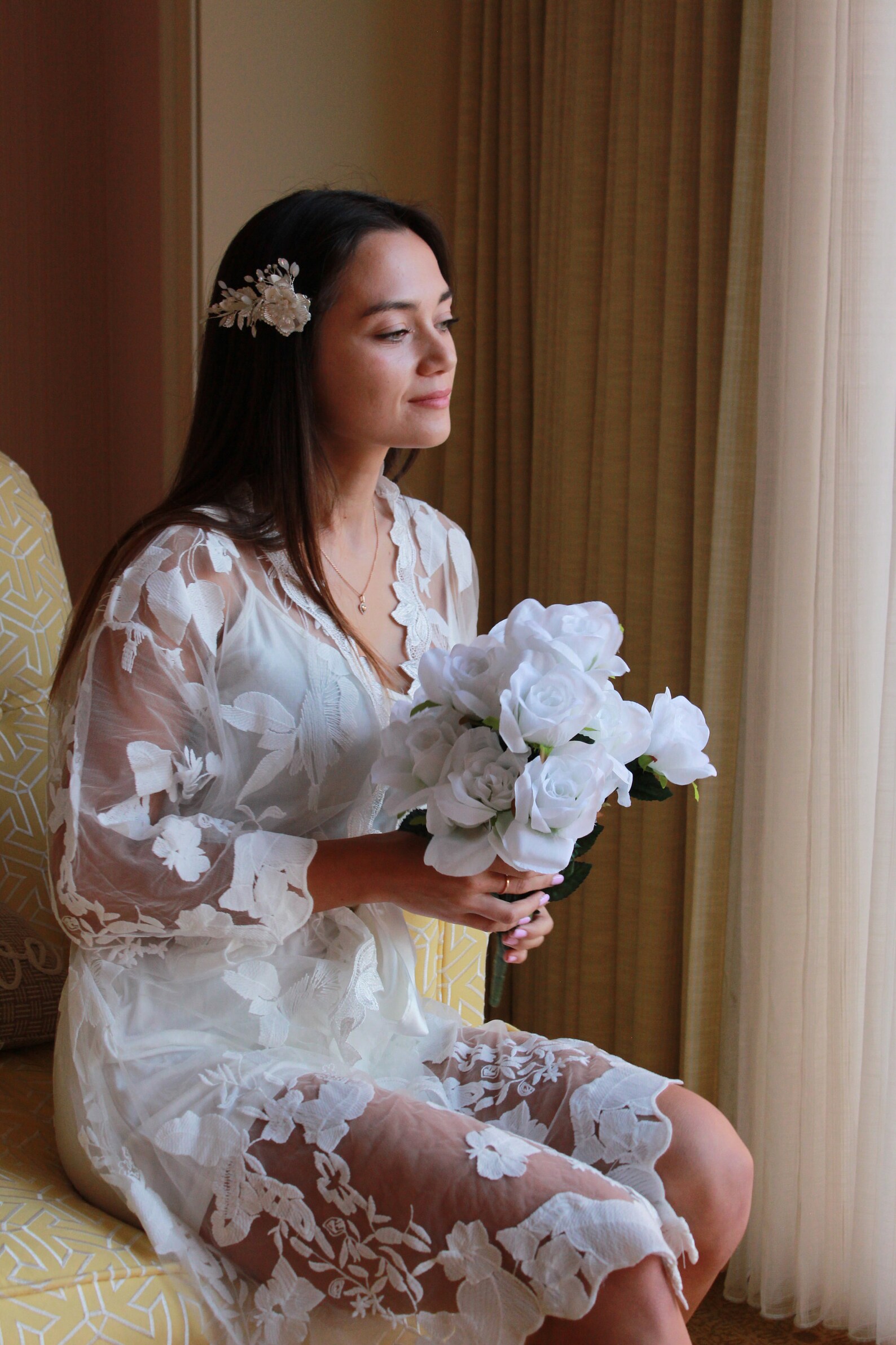 White Lace Bridal Robe/petal Lace Robe /bride Robe/honeymoon Etsy