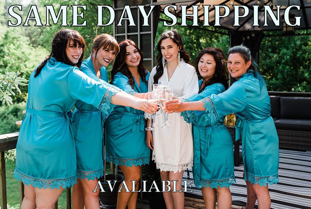 SET OF 8, 50 Off//bridesmaid Robes Bulk Getting Ready Robes for Weddings Satin Silky Lace