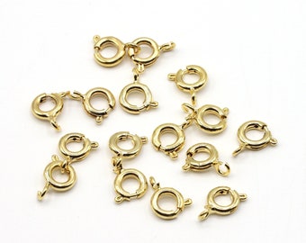 10 pcs Plaqué Or Rond Ressort Anneau Fermoir, 6mm 17mm Or Trigger Fermoir