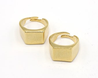 Anelli piatti in oro 24k, anelli simmetrici da 17 mm, anelli puliti