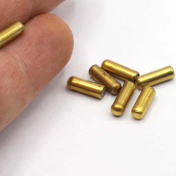 Raw Brass Rubber Stopper Tube End Cap Charm • 10x3mm | 12x4mm • Necklace and Bracelet Tubes •  Raw Findings  • 100 Pieces