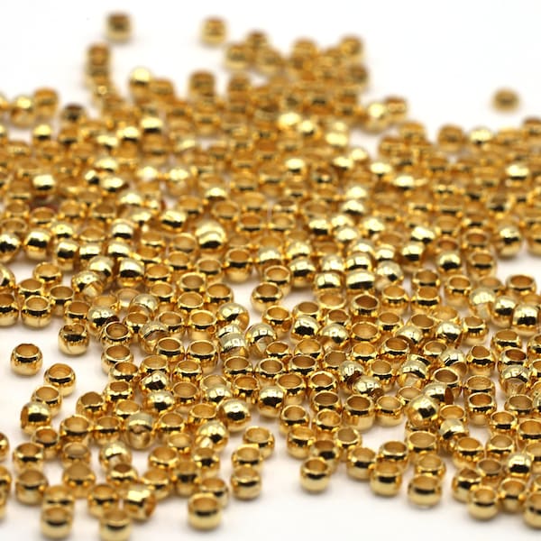 Gold,Silver Round Crimp Beads Findings, 2, 2.5, 3, 5mm Stopper Beads, Bracelet and Necklace Beads, 50 Pieces