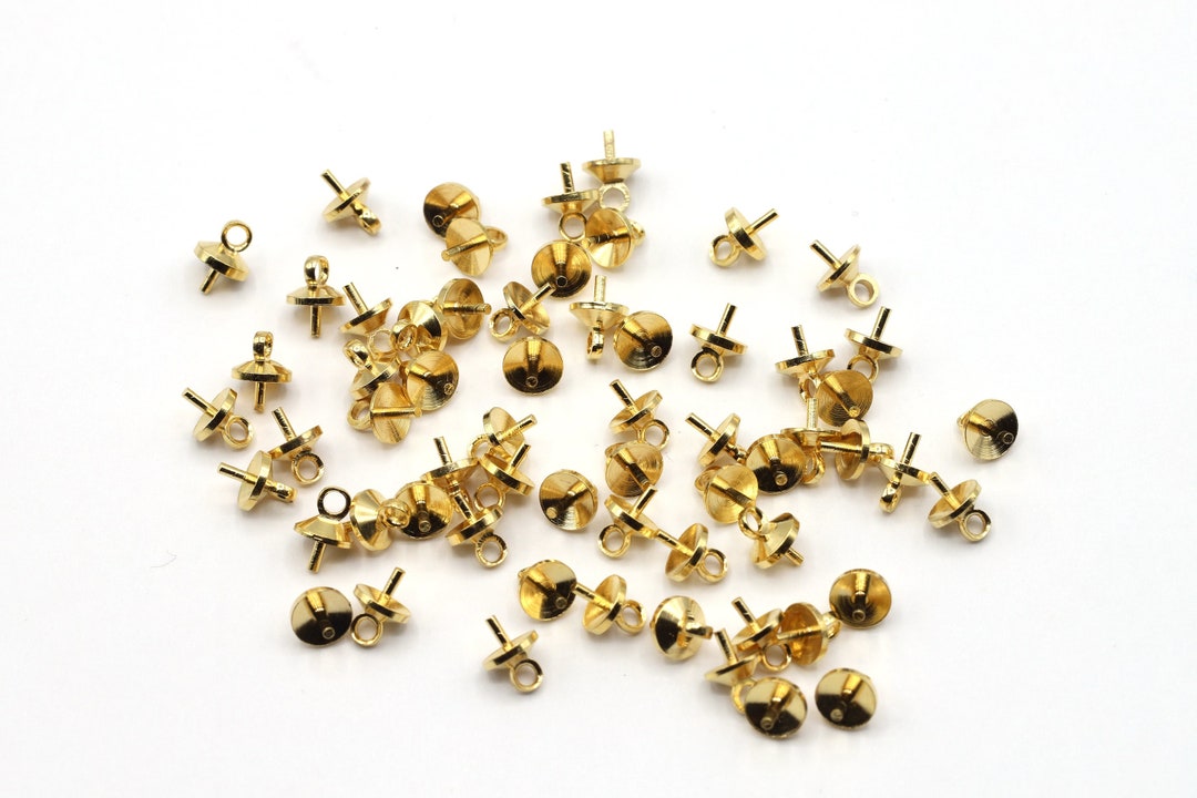 25 Pcs 24k Gold Plated Screw Eye Pin 5x7mm Etsy