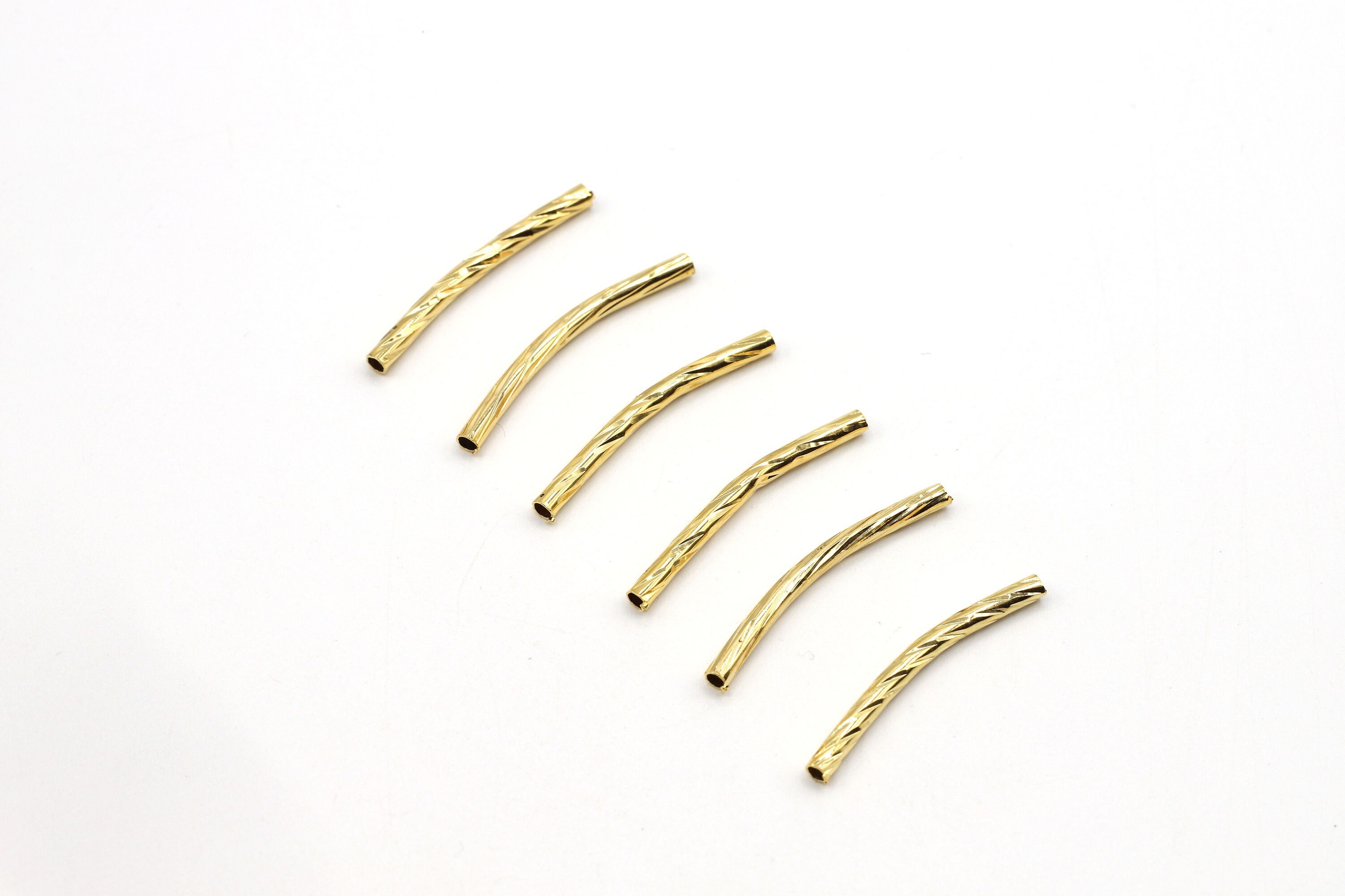 10x5mm 24k Matte Gold Double Tube Bar, Gold Cord Cover ,double