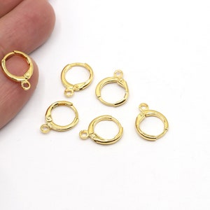 16mm 24k Shiny Gold Earrings, Leverback Earrings, Ear Hooks, Flat Small  Hoop Earrings, Gold Earring Clasps, MBGXP202