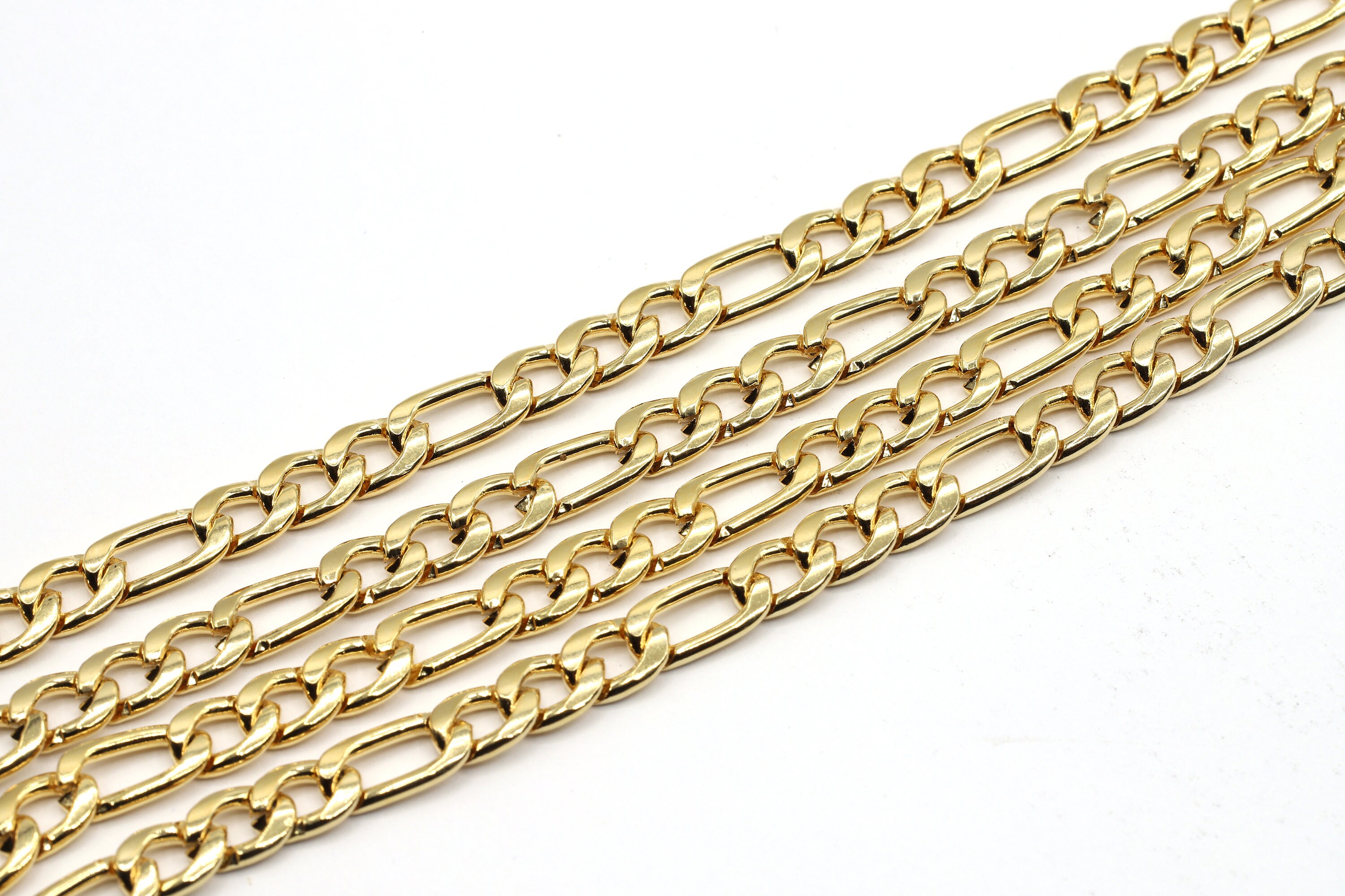 24K Gold Chains 5x11 Figaro Chains Soldered Chain Bulk Etsy