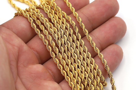24K Gold Rope Chains 4,5mm, Thick Chains, Bulk Chains, Chain for Necklace -   Canada