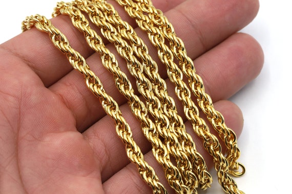 24K Gold Rope Oval Chains 5,7mm, Thick Chains, Bulk Chains, Chain for  Necklace 