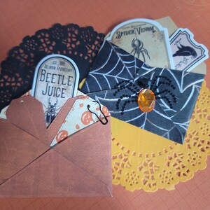 Hand Made Junk Journal Mini Halloween Envelopes & Ephemera