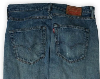 Vintage Levis 501 Blue Ripped Jeans - W31 L34