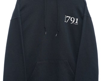 Vintage 791 Graphic Pullover Black Hoodie - Large