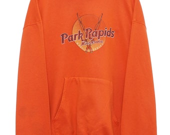 Vintage Park Rapids Graphic Minnesota Pullover Orange Hoodie - X Large