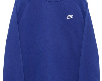 Vintage Nike besticktes Logo Sportswear Rundhalsausschnitt Blau Sweatshirt - Medium