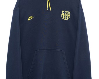 Vintage Nike FC Barcelona Navy Hoodie - X Large