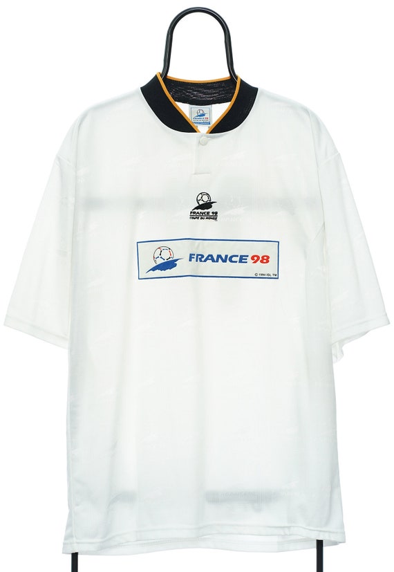 Vintage France 98 World Cup White Football Shirt - X … - Gem