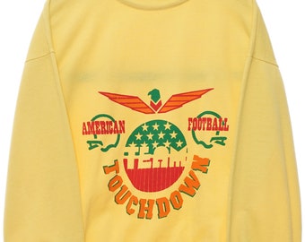 Vintage 90s Touchdown Graphic Yellow Sweatshirt - Large