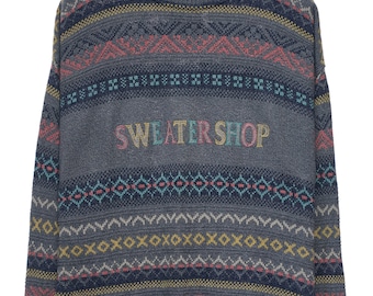 Vintage The Sweater Shop Blue Patterned Jumper - Large