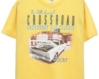 Vintage Crossroad Cars Graphic Yellow TShirt - Large