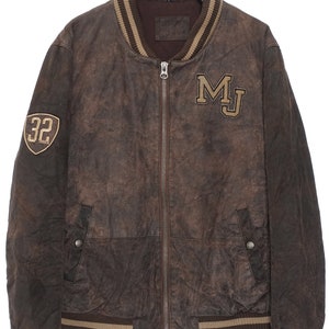 Vintage Mustang Brown Suede Bomber Jacket - Medium