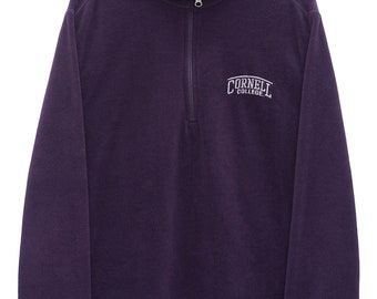 Vintage Cornell College Embroidered MV Sports Purple Quarter Zip Fleece - Large