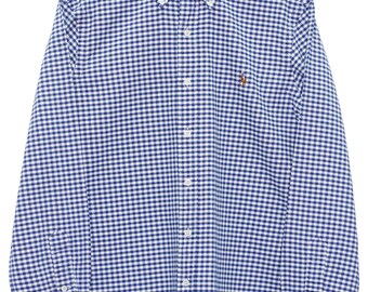 Vintage Polo Ralph Lauren Gingham Blue Shirt - Small