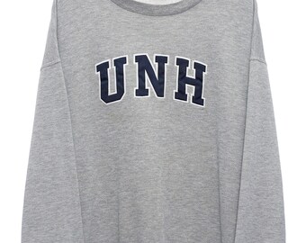 Vintage UNH Spellout Grey Sweatshirt X Large Etsy