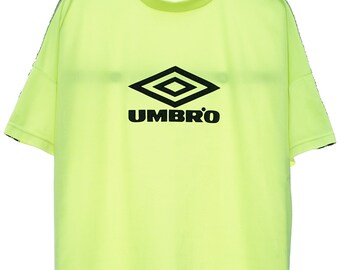 Vintage Umbro Logo Neon Yellow Sports TShirt - Large