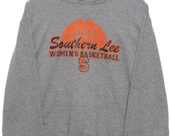 Vintage Southern Lee Basketball Graphic Grey Hoodie - Womens Medium