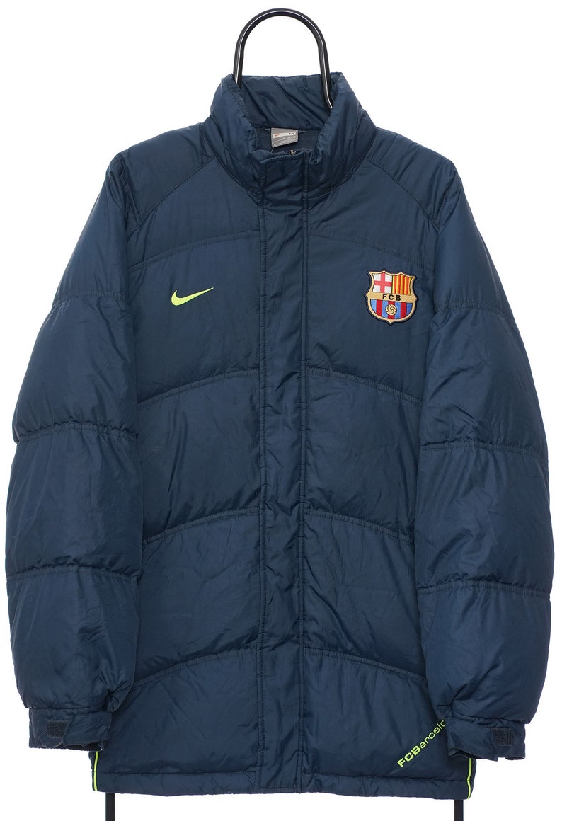 Vintage Nike FC Barcelona Navy Puffer Coat Large - Etsy