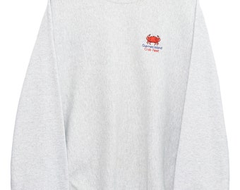 Vintage Lee Crab Fest Embroidered Grey Sweatshirt - XX Large