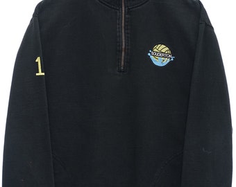 Vintage Souderton Volley Ball Quarter Zip Pullover Black Sweatshirt - Small