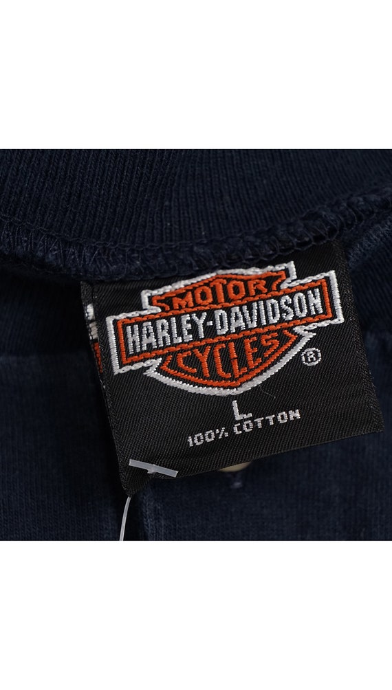 Vintage Harley Davidson 00s Navy Logo TShirt - La… - image 4