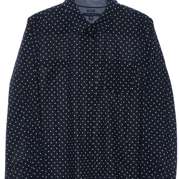 vintage Tommy Hilfiger Navy Polka Dot Shirt vintage Tommy Hilfiger Navy Polka Dot Shirt - Femme Medium