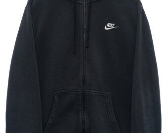 Sweat à capuche noir avec fermeture éclair complète Sportswear logo brodé Nike vintage - Moyenne