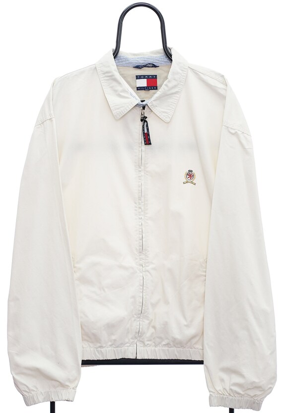 TOMMY HILFIGER Harrington Jacket Full Zip Collared Vintage Cream XL Etsy Israel