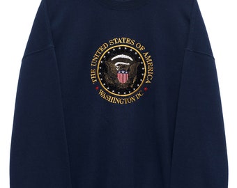 Vintage USA Embroidered Navy Sweatshirt - XX Large