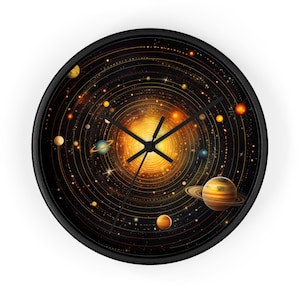 Exoplanetary Orbit Wall Clock - 10&quot; Artistic Space Design, Silent Mechanism Space Decor Clock WallArt Planet Wall Clock Solar System Star