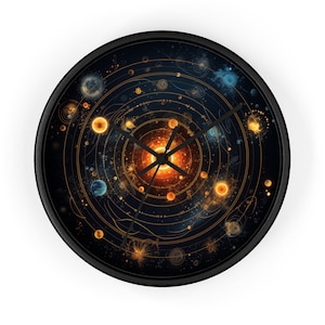 Exoplanetary Orbit Wall Clock - 10&quot; Artistic Space Design, Silent Mechanism Space Decor Clock WallArt Planet Wall Clock Solar System Star