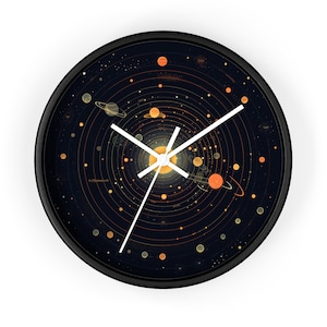 Exoplanetary Orbit Wall Clock - 10&quot; Artistic Space Design, Silent Mechanism Space Decor Clock WallArt Planet Wall Clock Solar System Star