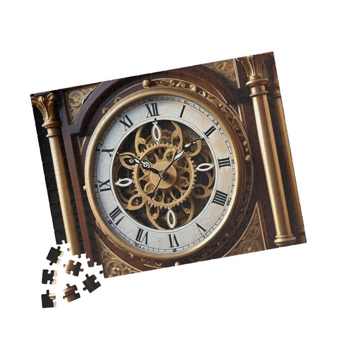 Antique Brass Clock Face Jigsaw Puzzle | Vintage Steampunk Art | 110 ...