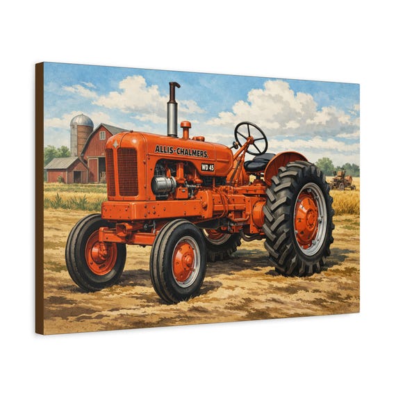 Vintage Allis-Chalmers WD45 Farm Tractor Canvas Print | Farmhouse Wall Art | Country Decor